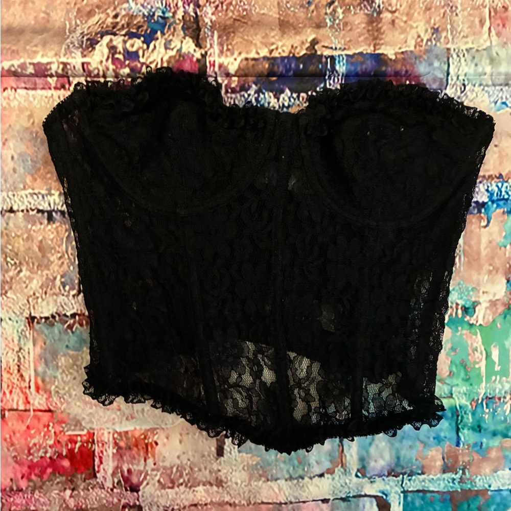 Elegant Black Lace Bustier Top